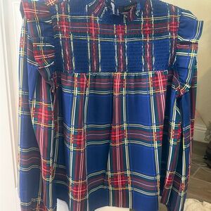 Sugarlips Blue and Red Plaid Long Sleeve Top